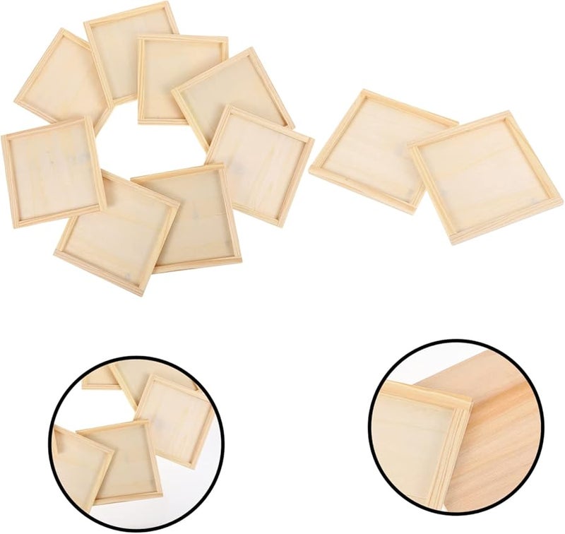 Tehaux 10 Pack Unfinished Wooden Picture Frames 12X12CM DIY Blank Square Photo Frames For Art Projects - Image 4